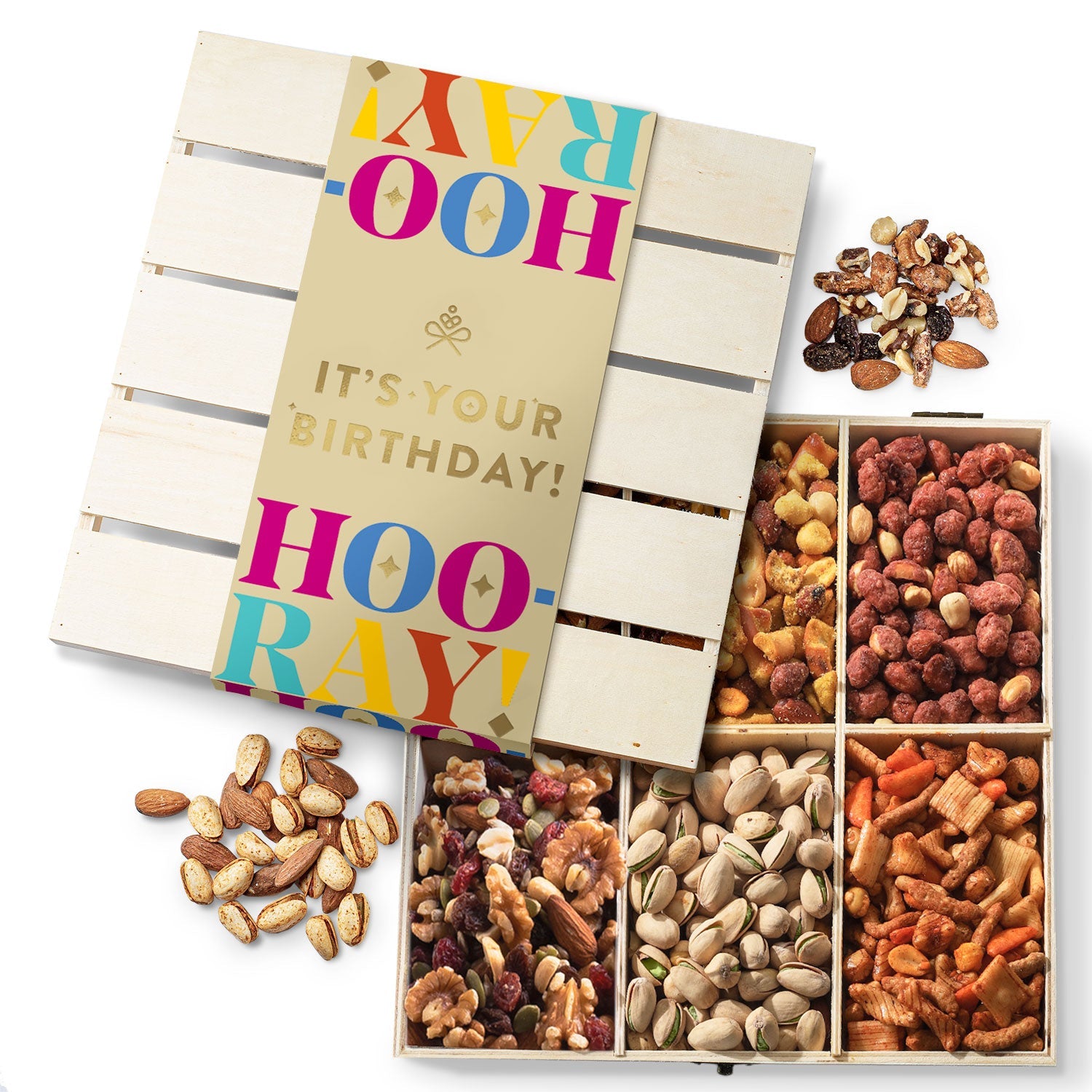 Birthday Nut Gift Crate – Gourmet Gift Box in a Rustic Wooden Box