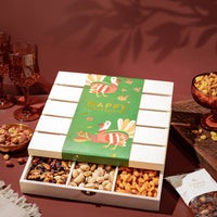 Thanksgiving Gift – Gourmet Nut Crate with 6 Compartments of Sweet & Savory Snacks