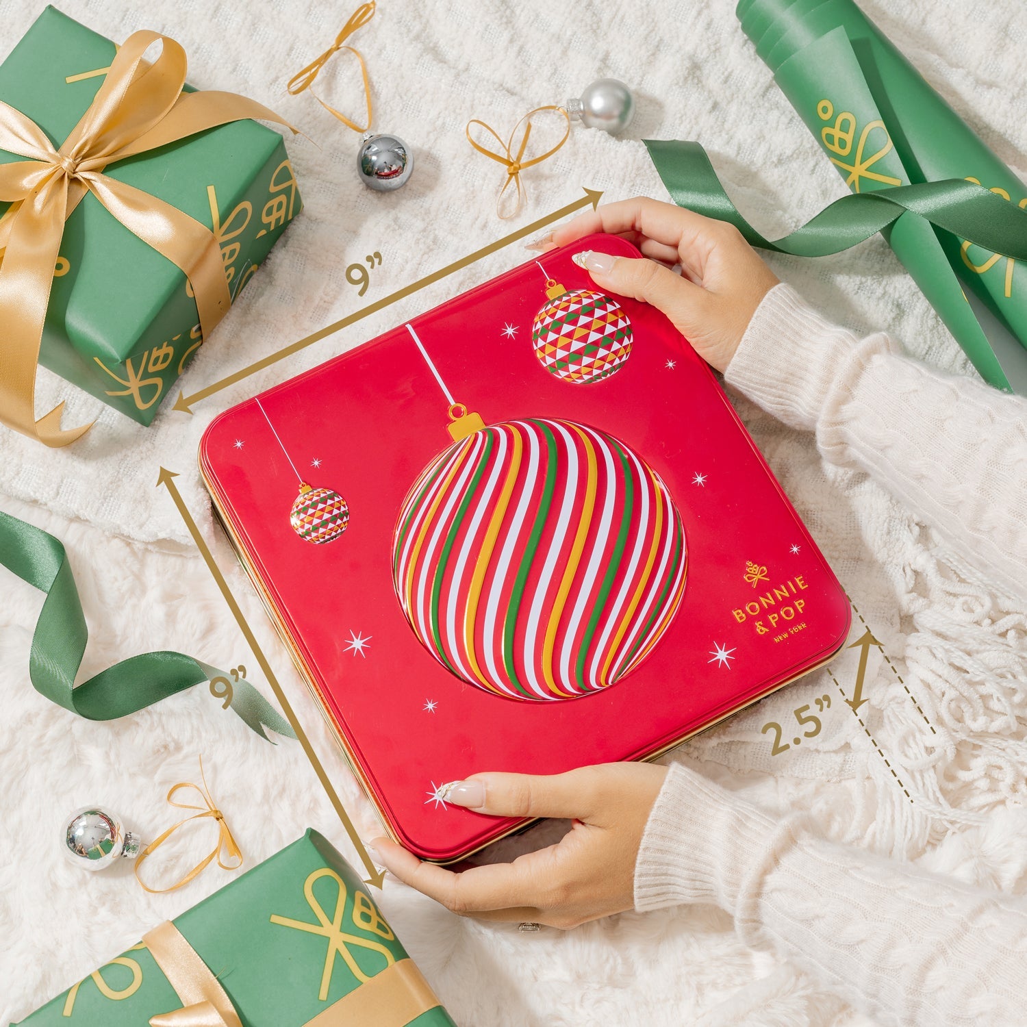Christmas Gift Basket – Gourmet Holiday Treats in Ornament Tin