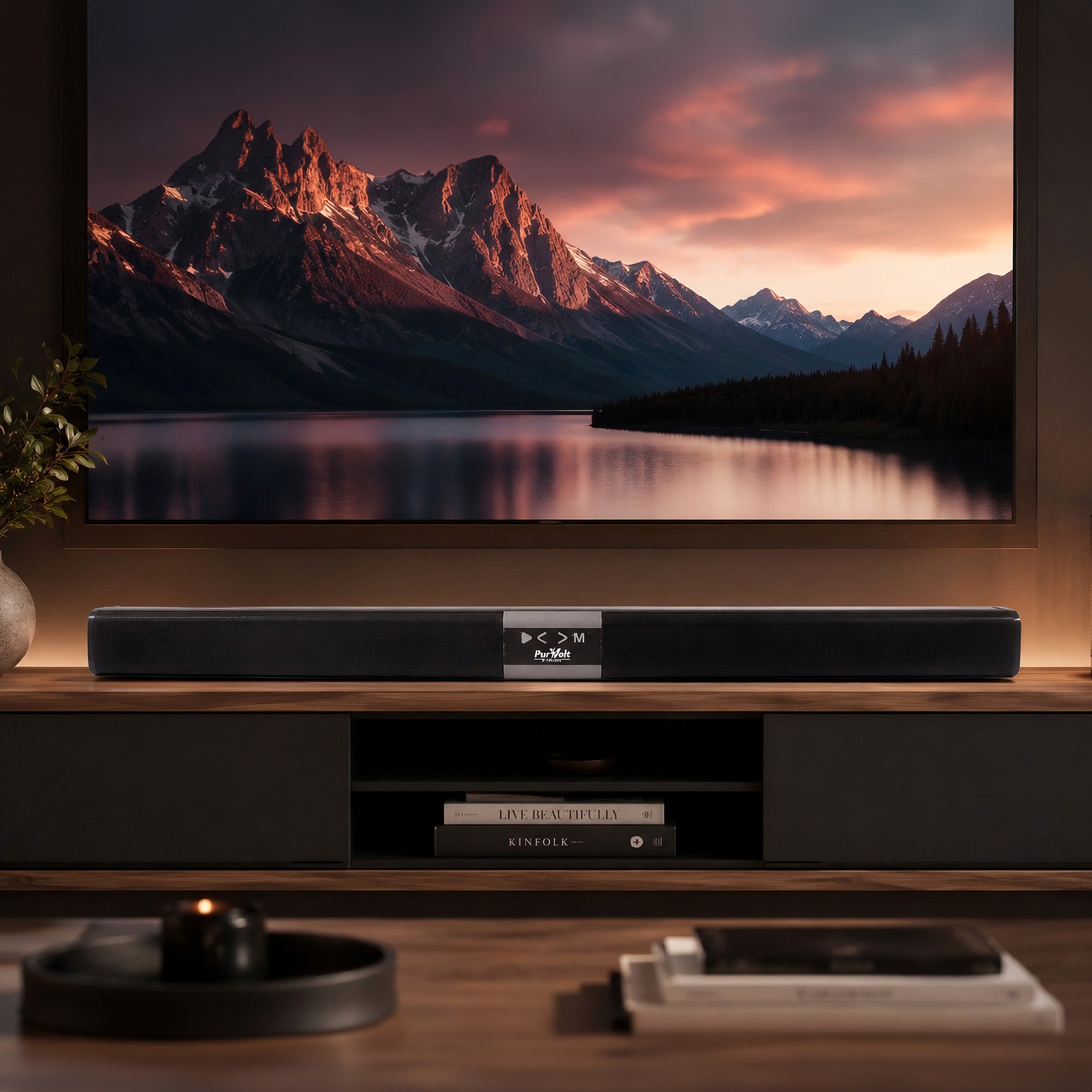 PurVolt 31.5" Wireless TV Sound Bar with 16W Stereo Sound, Rechargeable Battery, USB, TF Card & AUX