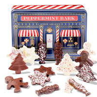 Peppermint Bark Gift Tin with Holiday-Shaped Chocolates