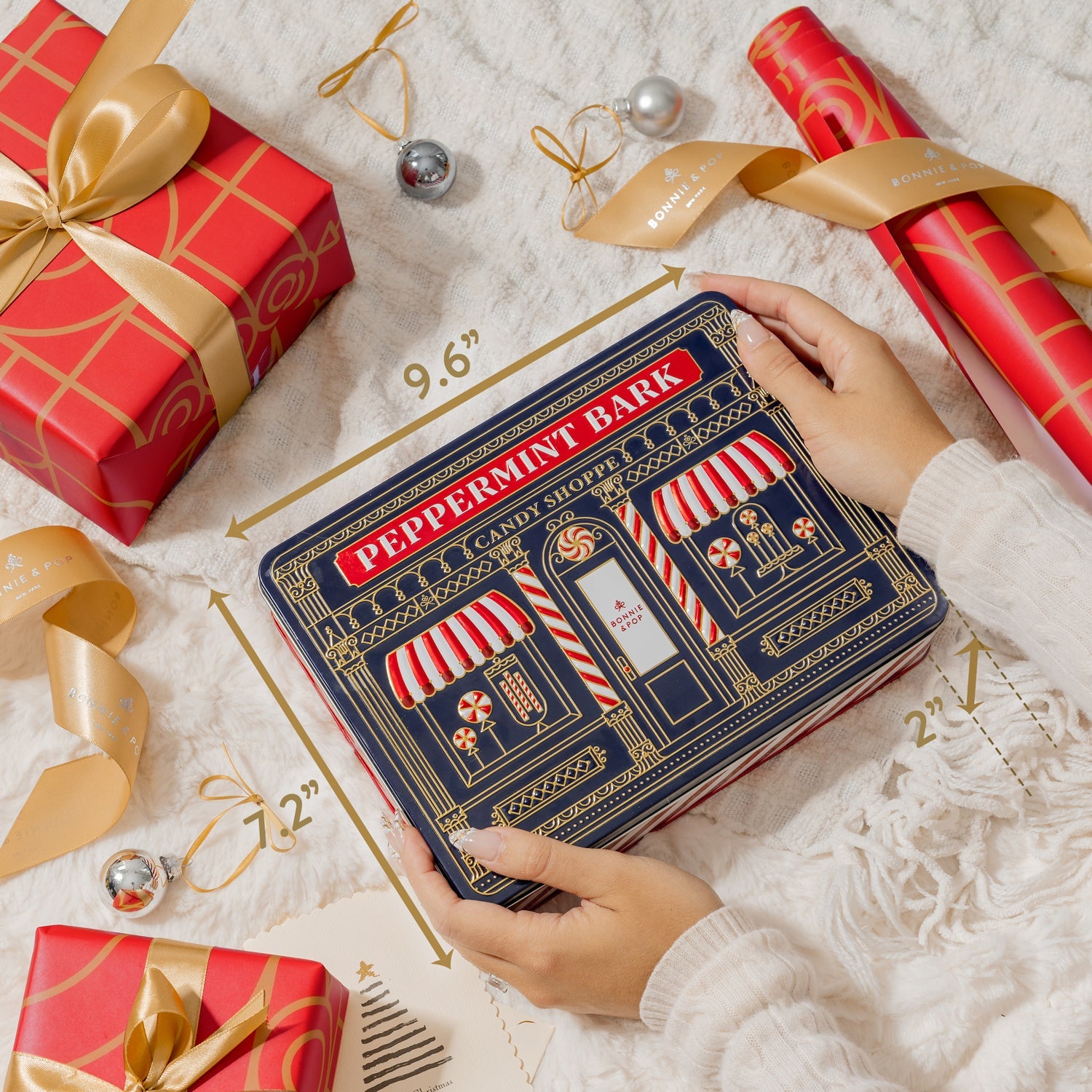 Peppermint Bark Gift Tin with Holiday-Shaped Chocolates
