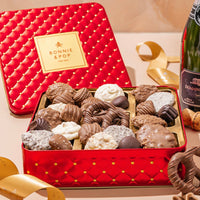 Chocolate Gift – Gourmet Tin with Assorted Chocolates & Caramels in Red Tin