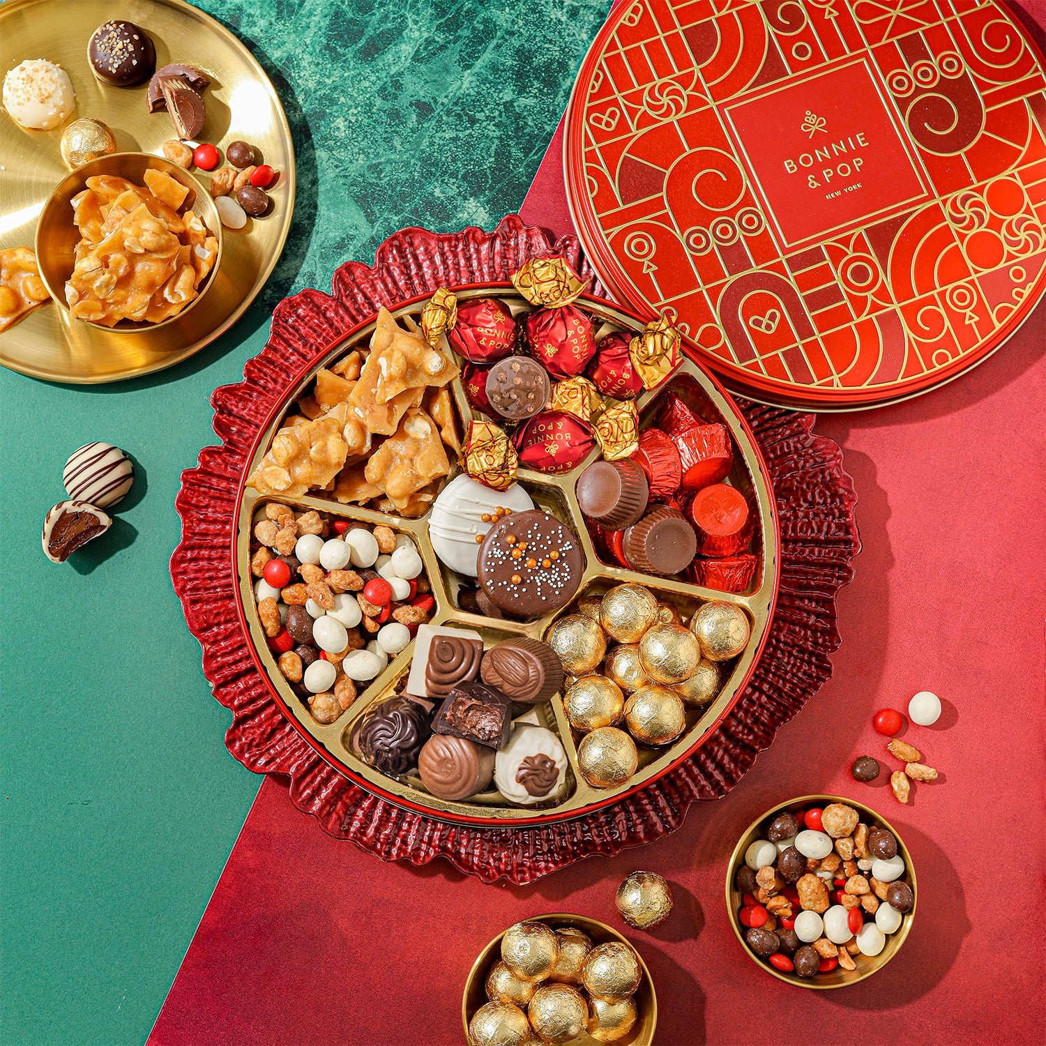 Holiday Treat Assortment with Gourmet Chocolates, Nuts & Caramels