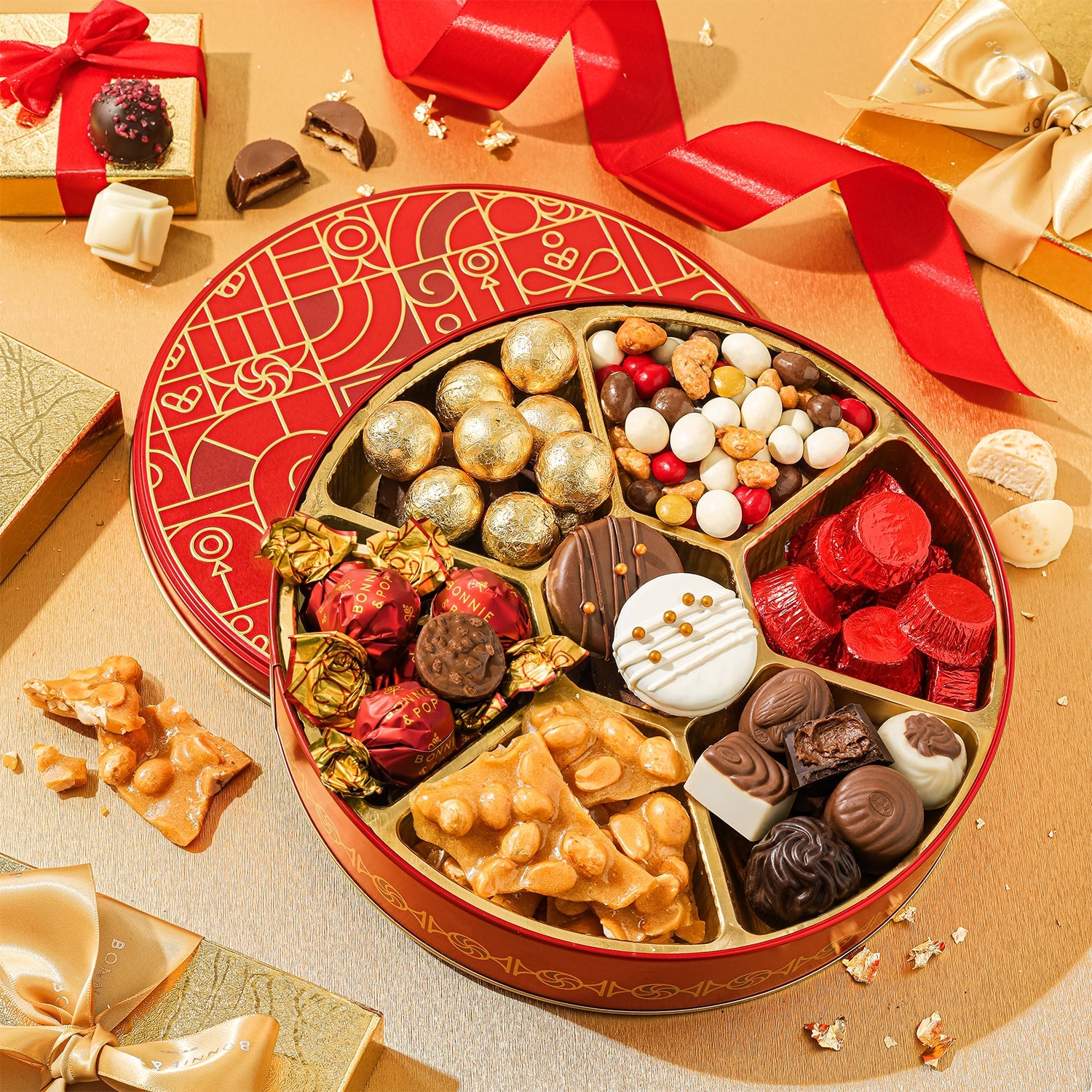 Holiday Treat Assortment with Gourmet Chocolates, Nuts & Caramels