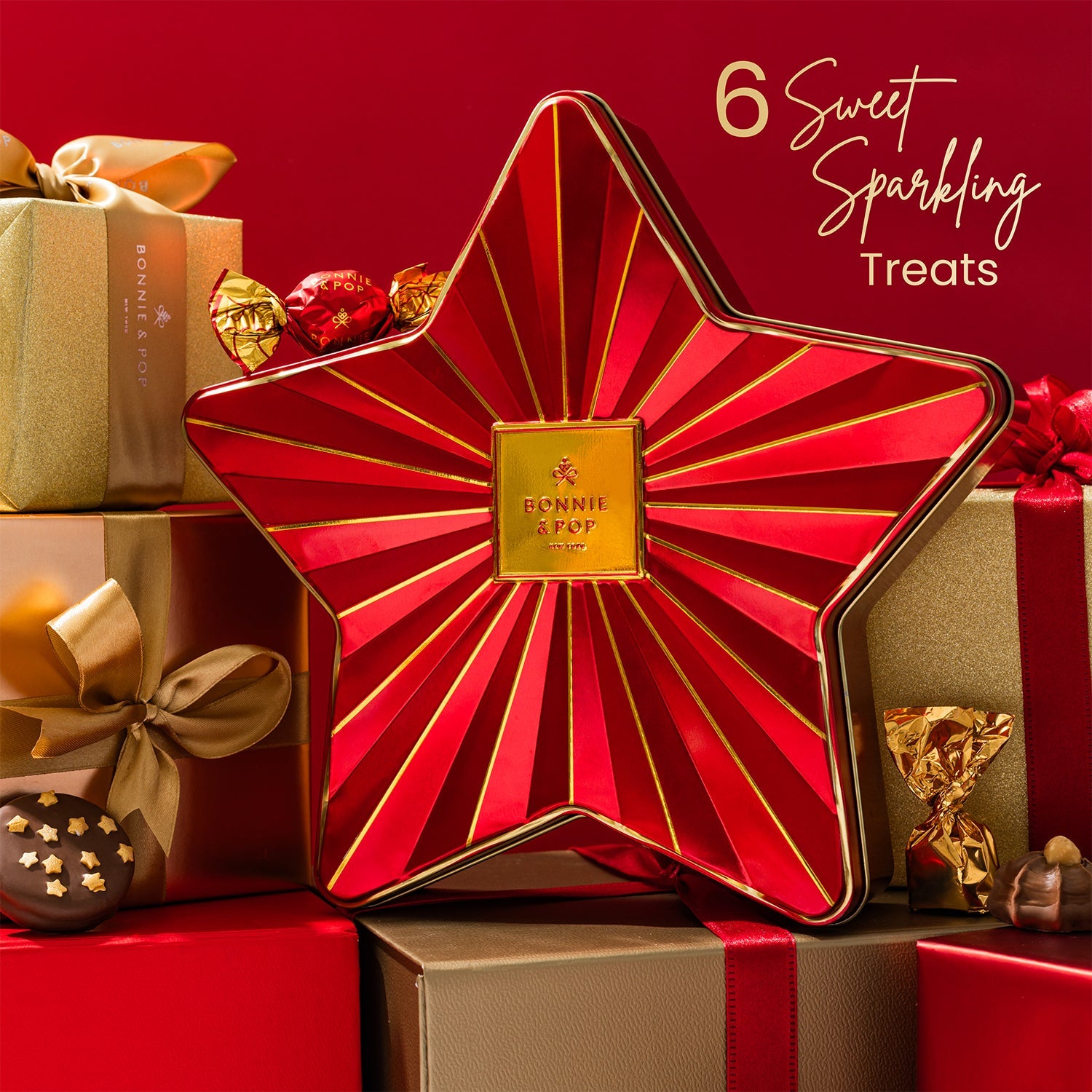 Christmas Chocolate Bon Bons Star Tin – Gourmet Holiday Gift