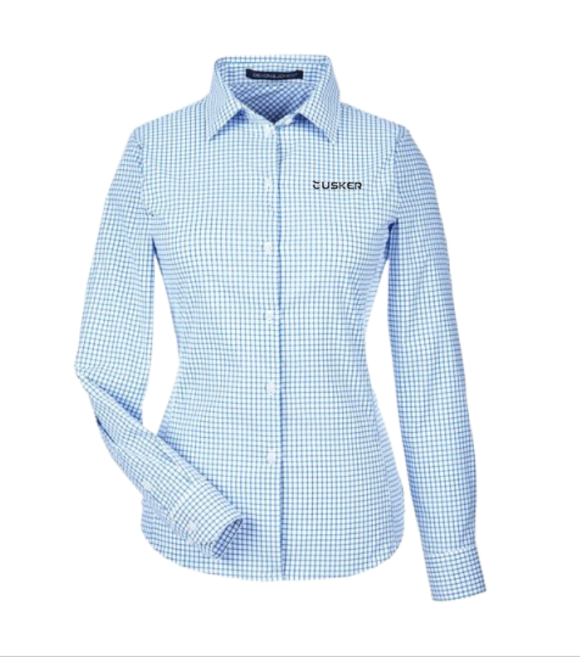 Devon & Jones CrownLux Performance Ladies' Micro Windowpane Woven Shirt