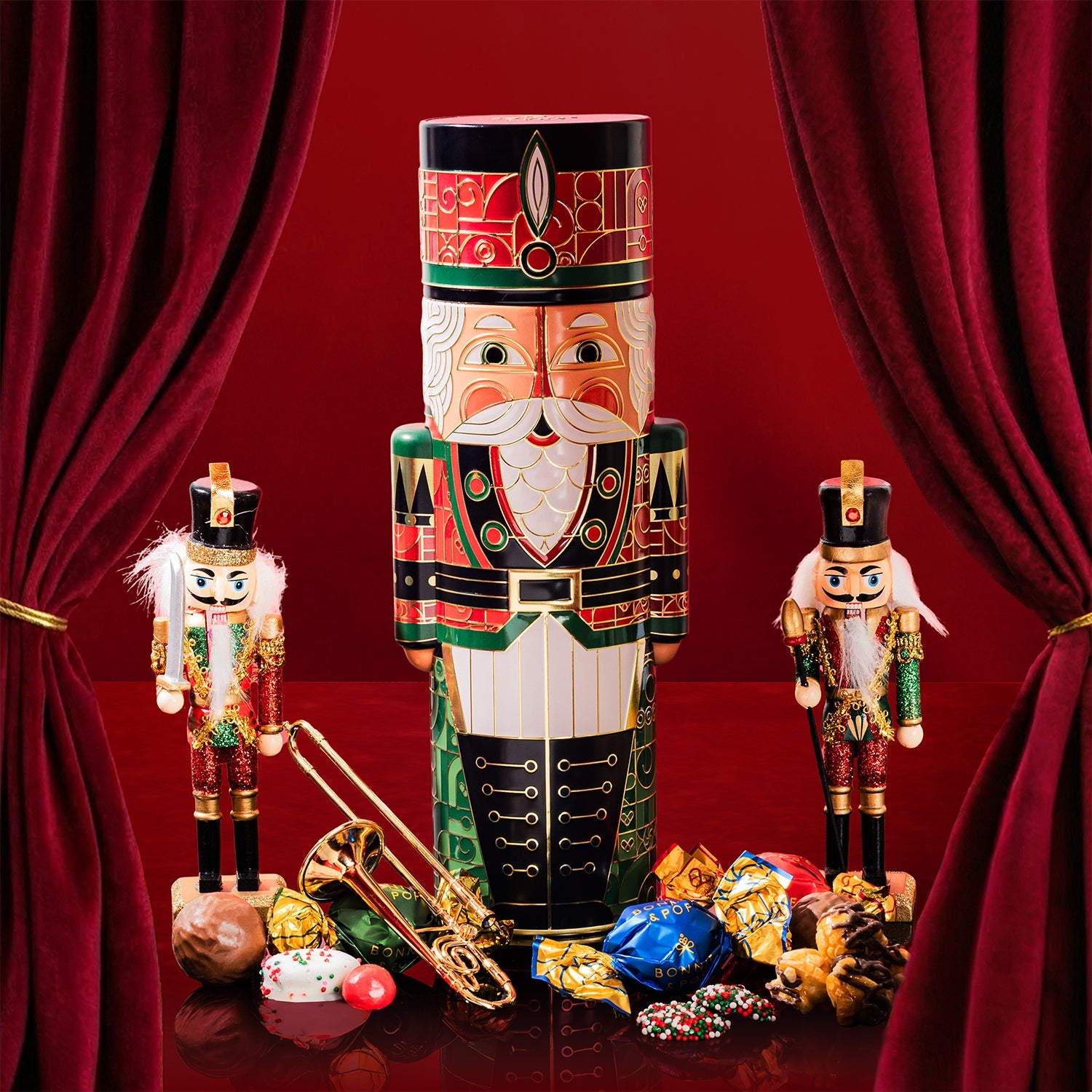 Nutcracker Soldier Keepsake Tin Filled with Holiday Snack Mix