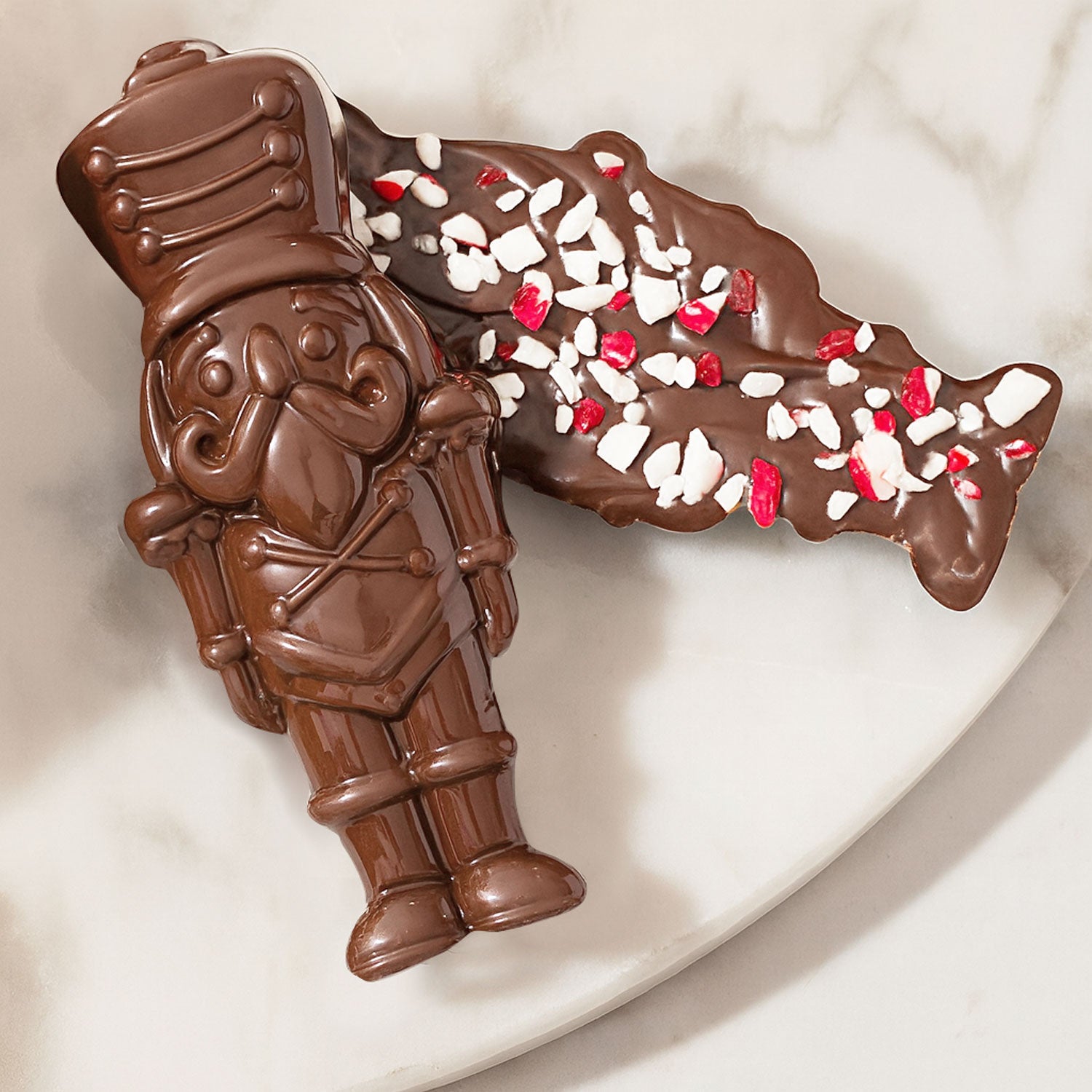Peppermint Bark Gift Tin with Holiday-Shaped Chocolates