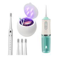 Ultrasonic Cleaner Pod, Rechargeable Oral Irrigator, & USB Sonic Toothbrush