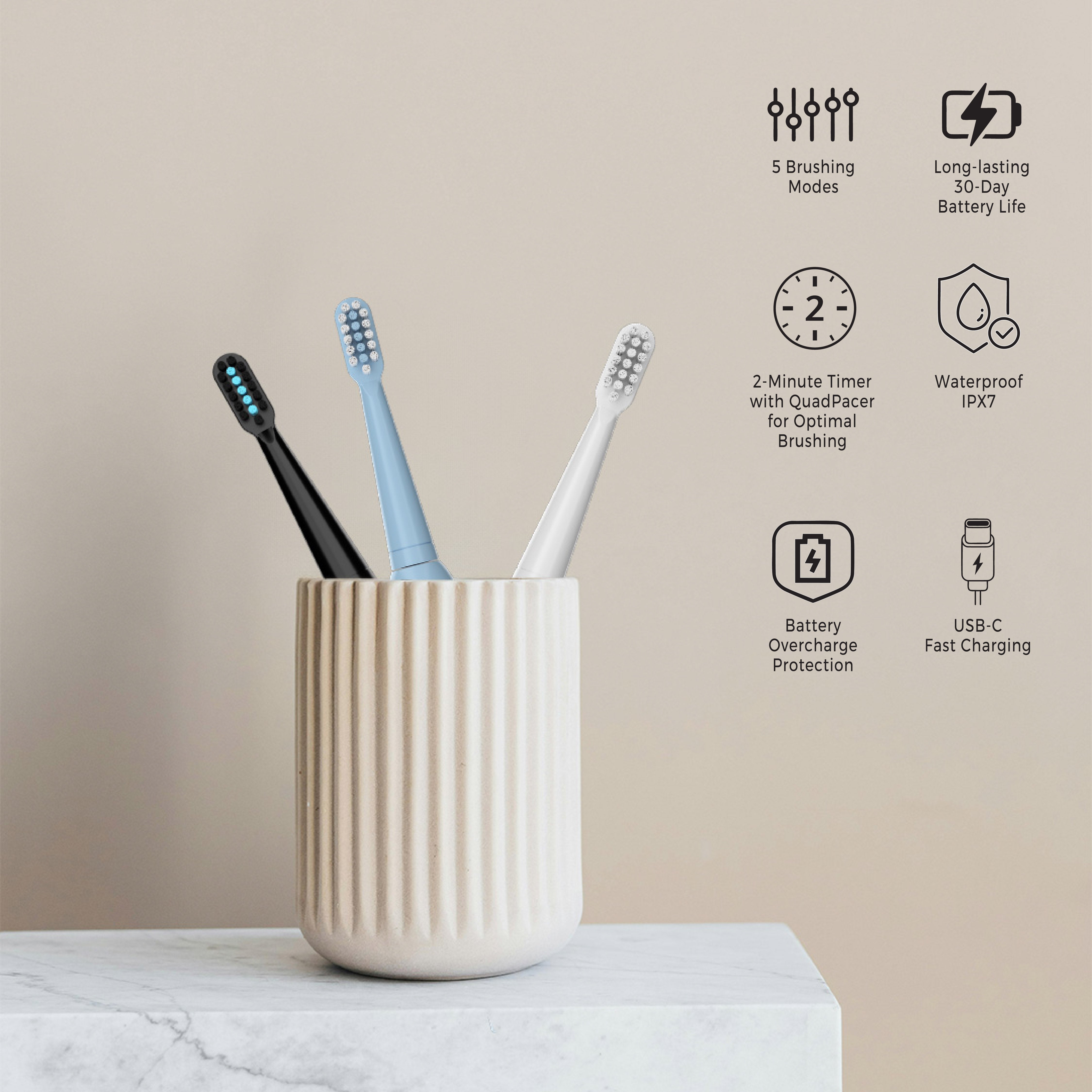 Ultrasonic Cleaner Pod, Rechargeable Oral Irrigator, & USB Sonic Toothbrush