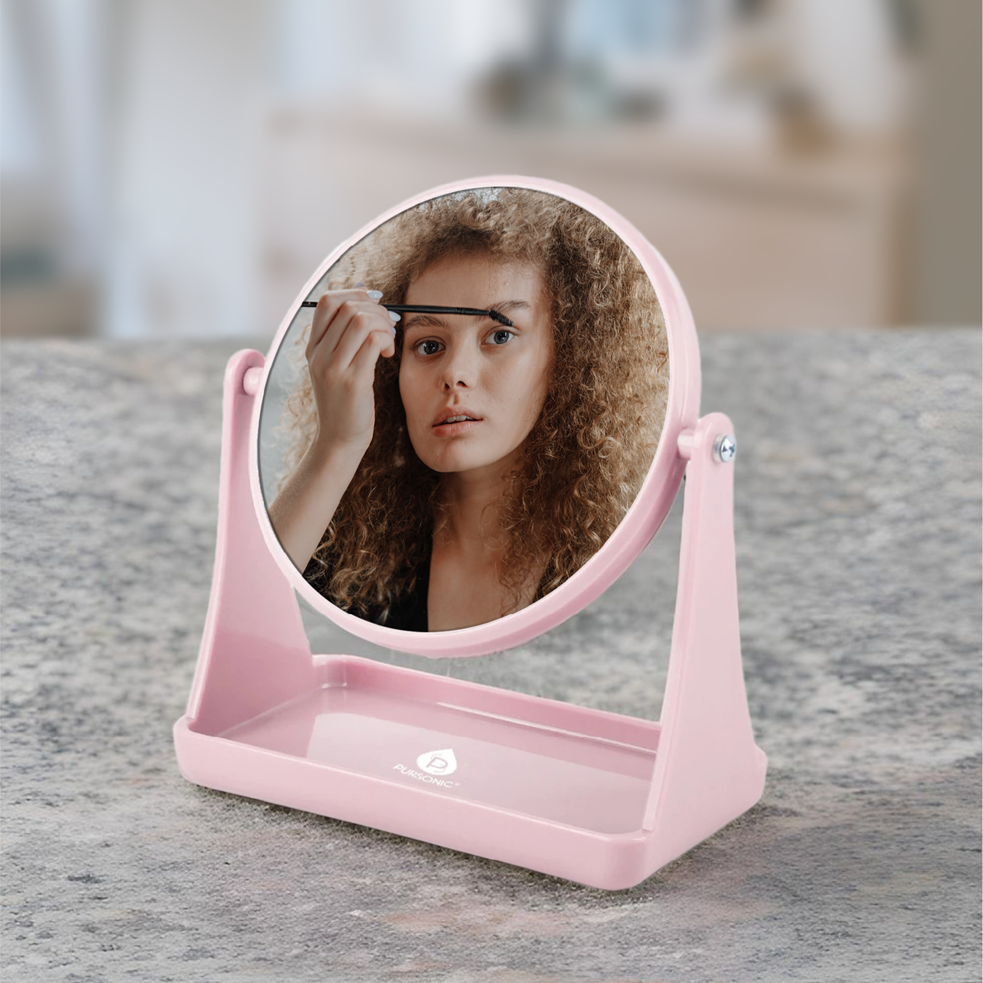 Dual Side Mirror With Organizer Tray