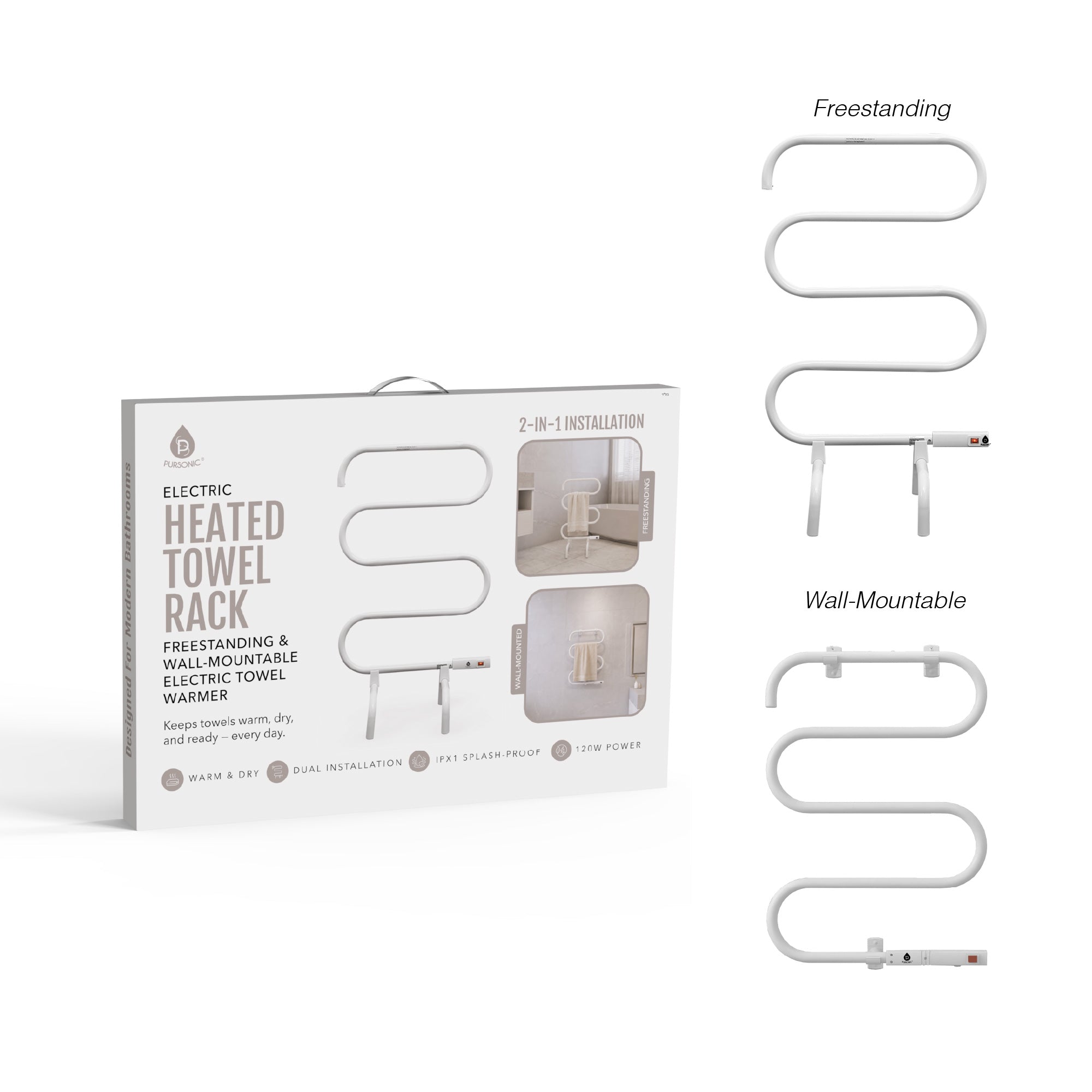 Electric Heated Towel Warmer Rack – Wall-Mount or Freestanding