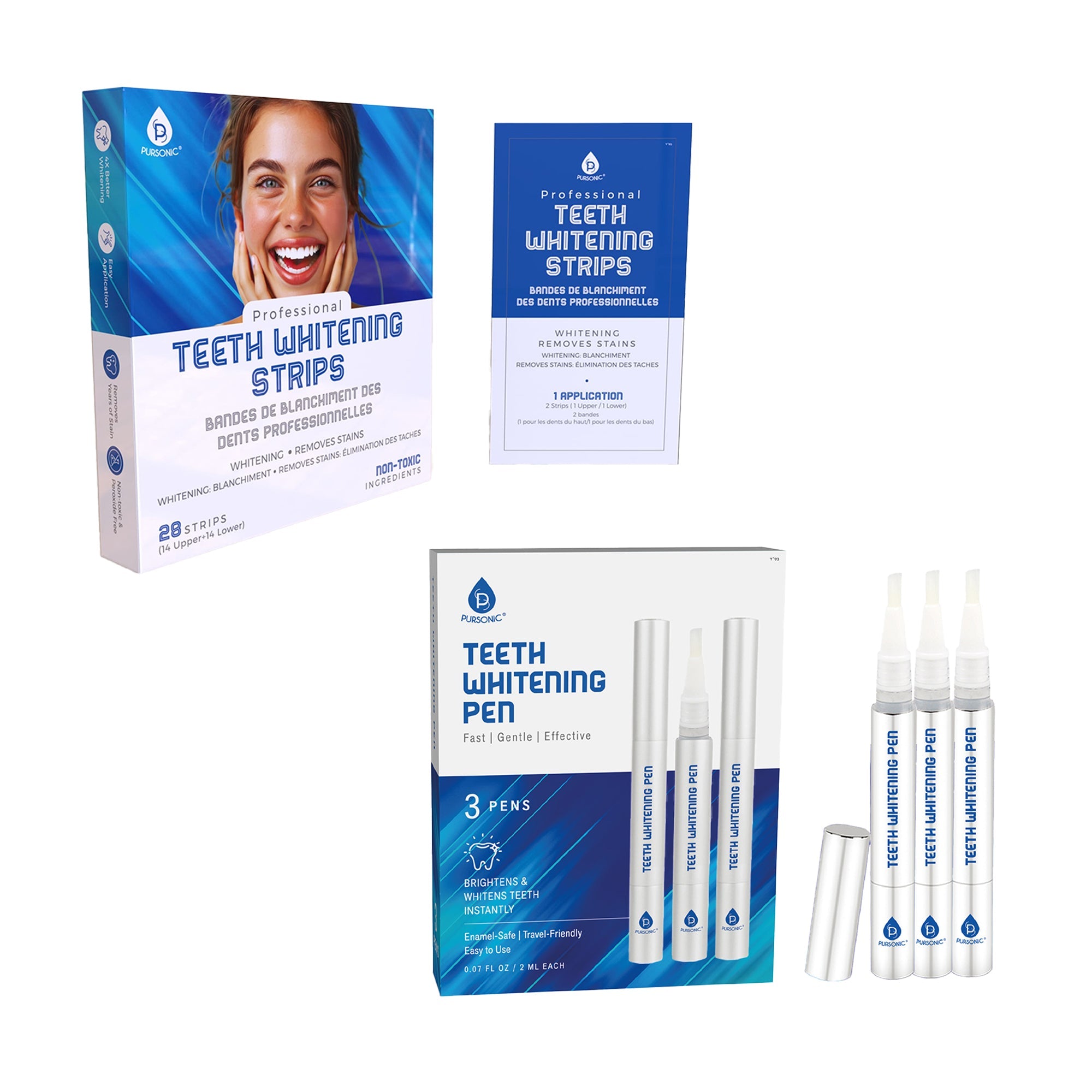 Teeth Whitening Essentials Bundle – Whitening Pens + Professional Whitening Strips