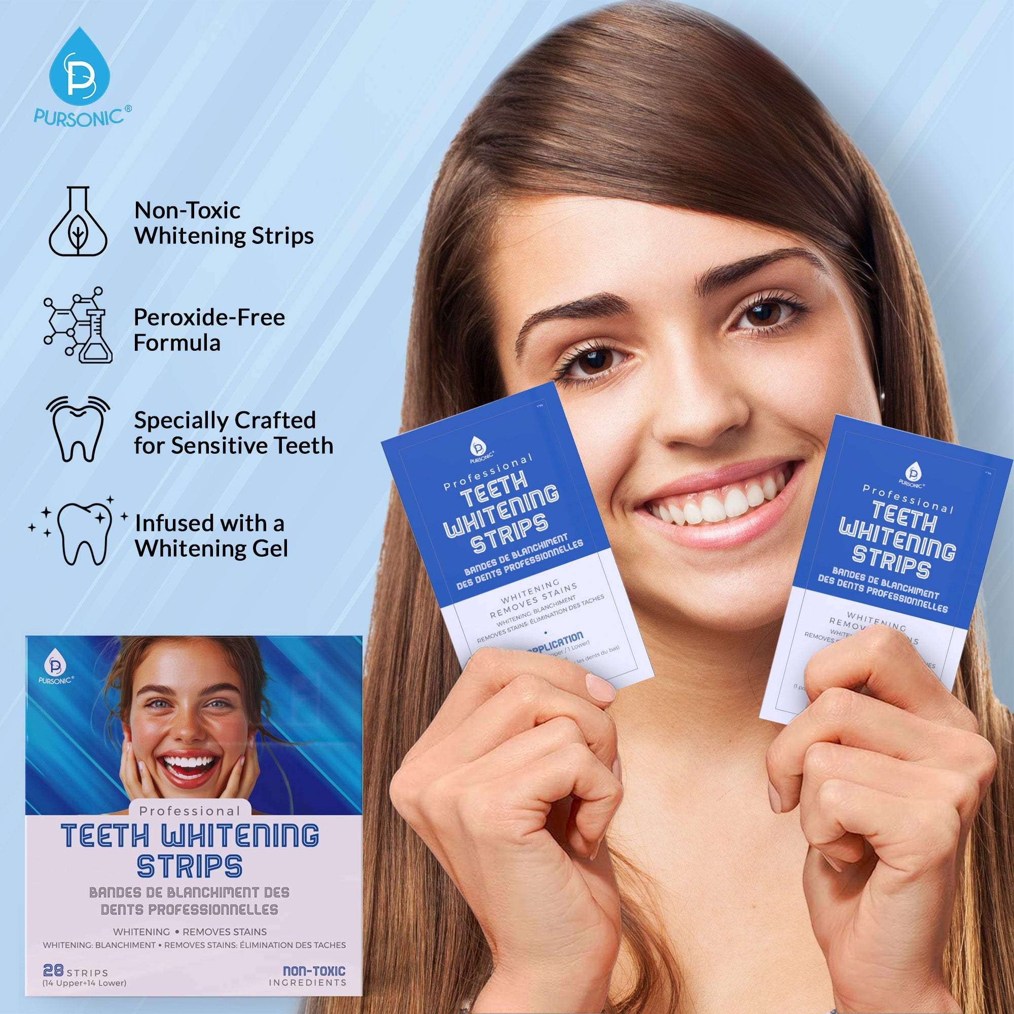 Complete Smile Whitening Bundle – LED Whitening Kit + Whitening Pens + Professional Whitening Strips