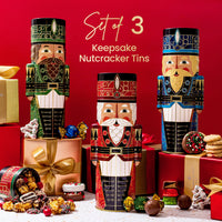 Christmas Gift Basket – Chocolate & Holiday Treat Trio in Nutcracker Toy Soldier Tins