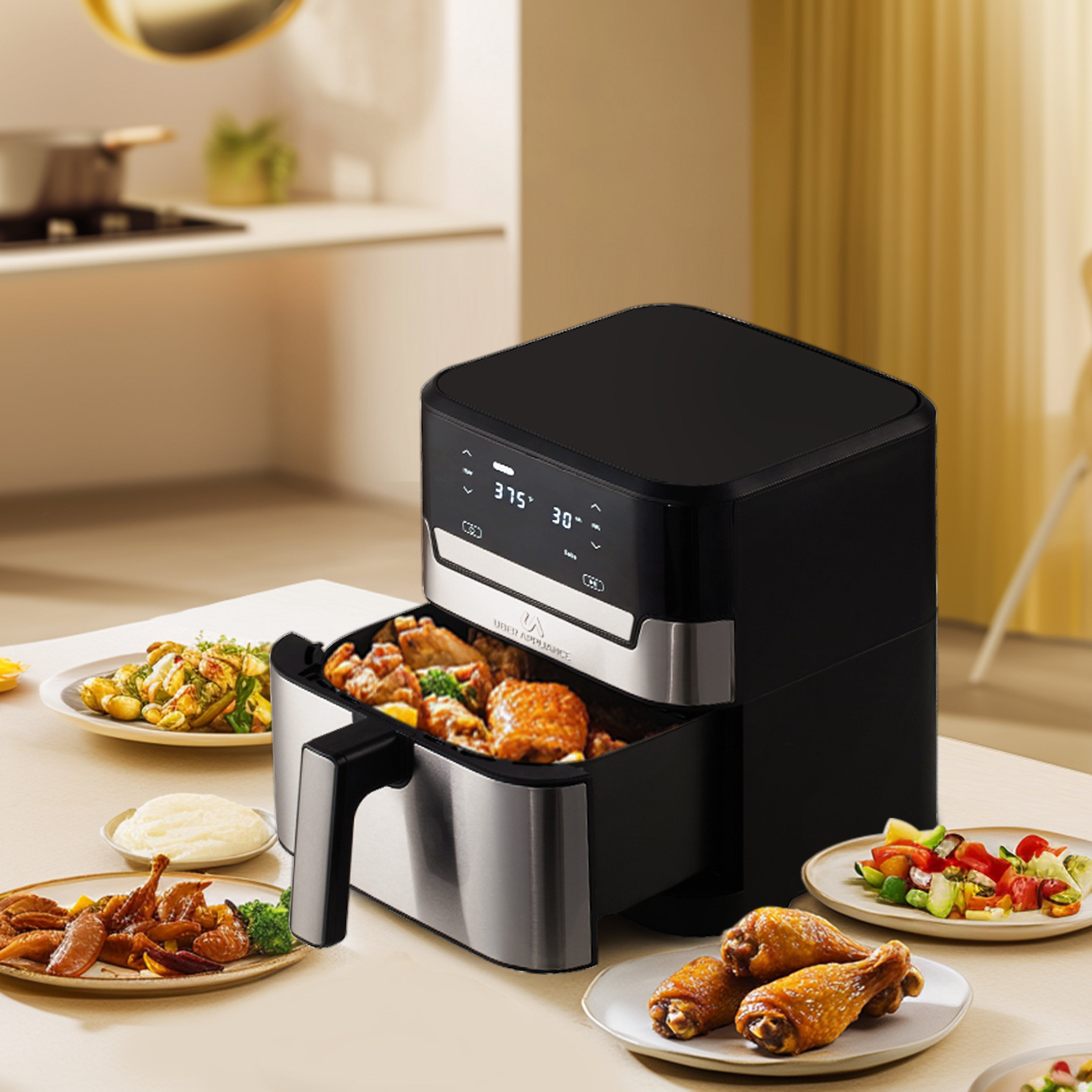 Air fryer XL Premium Ceramic Coated PTFE PFOA Free - 7QT SS