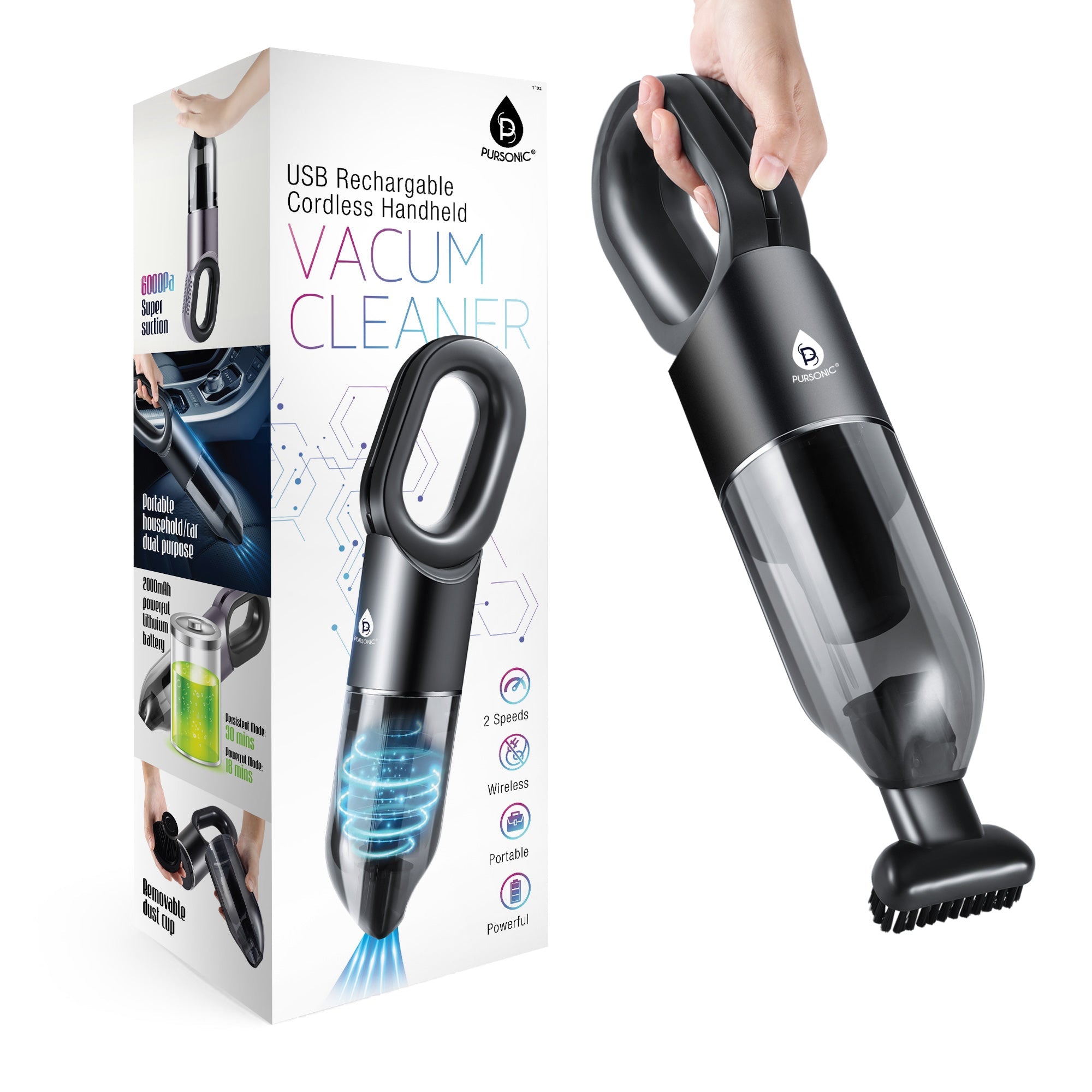 USB Rechargeable Cordless Handheld Vacuum Cleaner