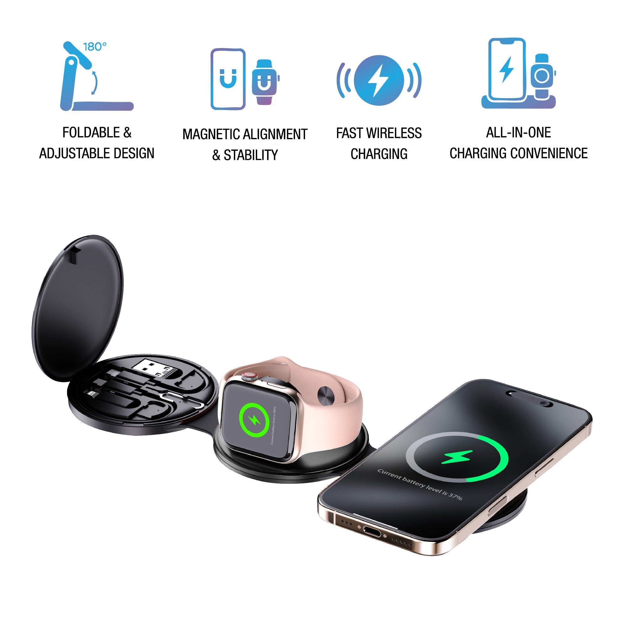 5-in-1 Folding Wireless Charging Station – Power Everything, All at Once