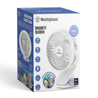 2-in-1 Rechargeable Clip/Table Fan + Adaptor
