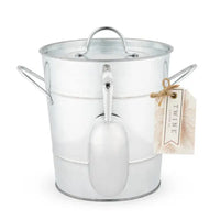 Galvanized Metal Handled Ice Bucket w/ Lid & Ice Scoop