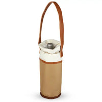 Wine Tote for Single Bottle with Faux Leather Strap