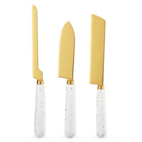Gold-Plated Star-Patterned Cheese Knives - Set of 3