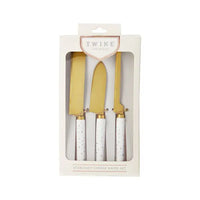Gold-Plated Star-Patterned Cheese Knives - Set of 3