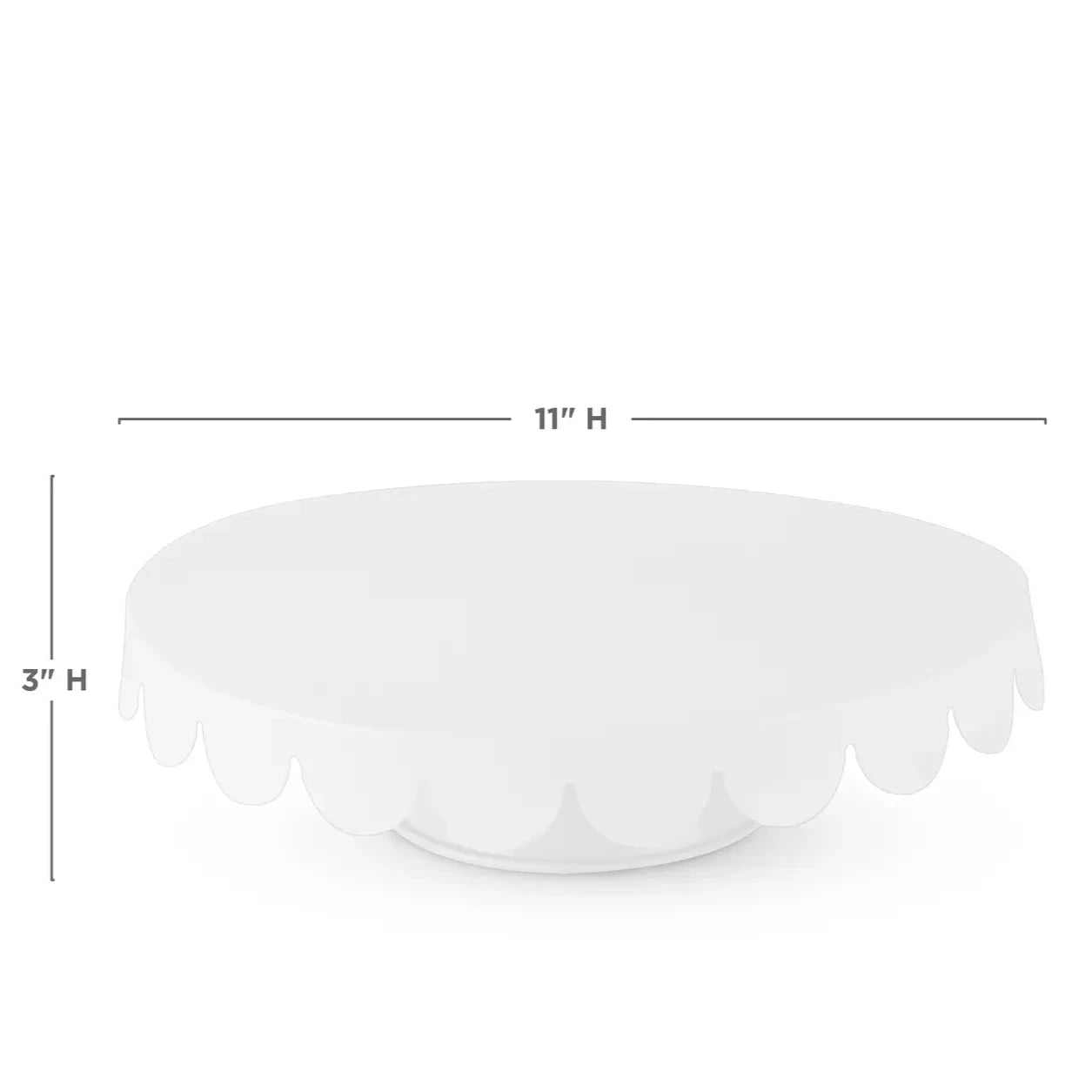11" Galvanized Metal Cake Stand w/ Scalloped Edges - White