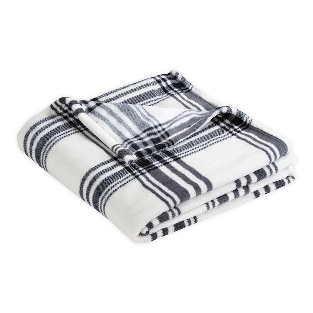 White & Plaid Plush Blanket