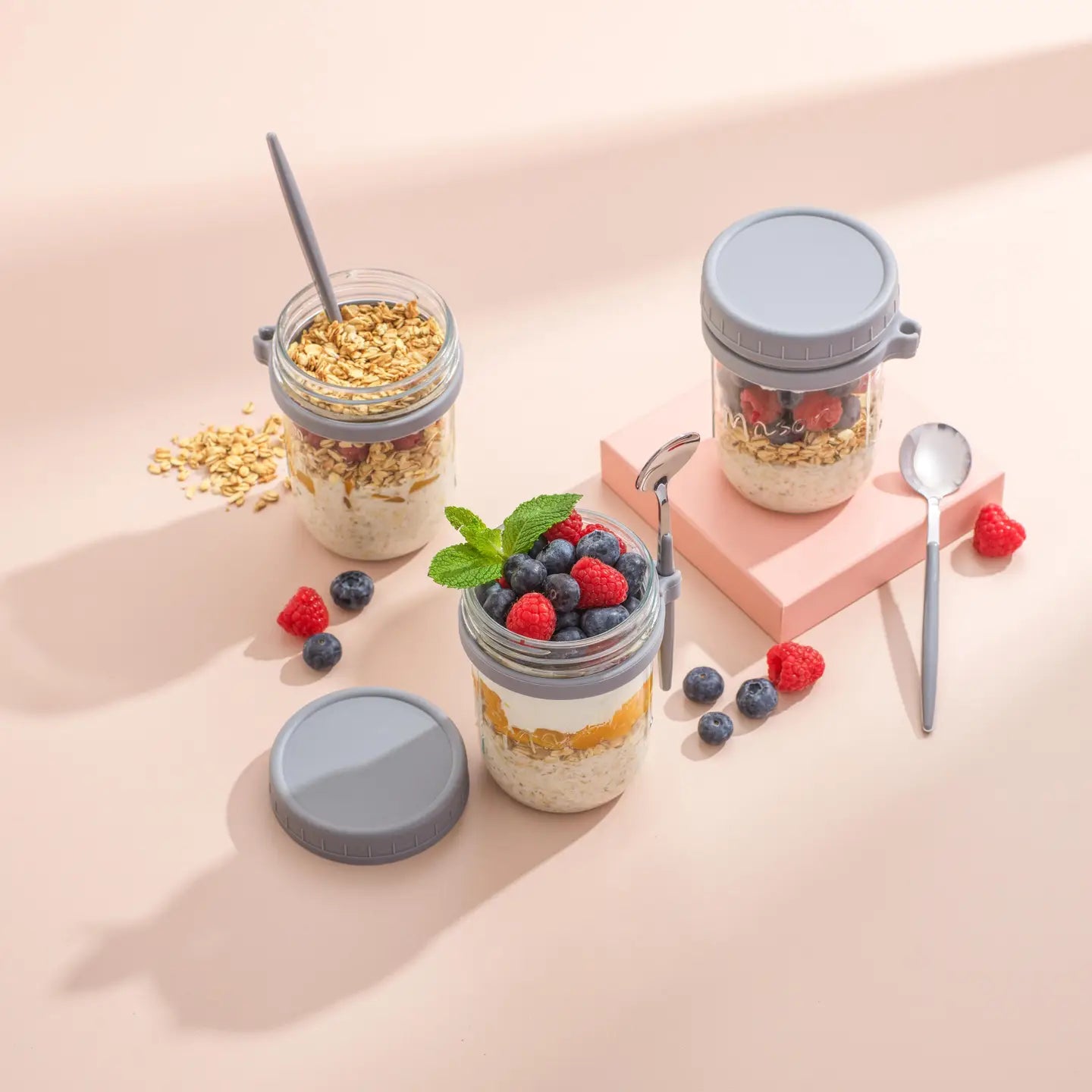 Overnight Oats Glass Containers - Set of 3