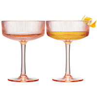 Shatterproof Ribbed Vintage Champagne Coupe, 2-Set
