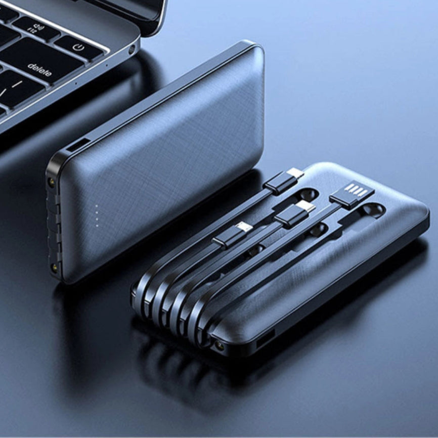 10,000 Mah Powerbank with 3-in-1 Charging Cables