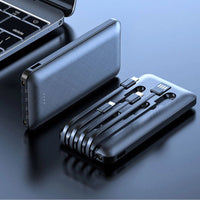 10,000 Mah Powerbank with 3-in-1 Charging Cables