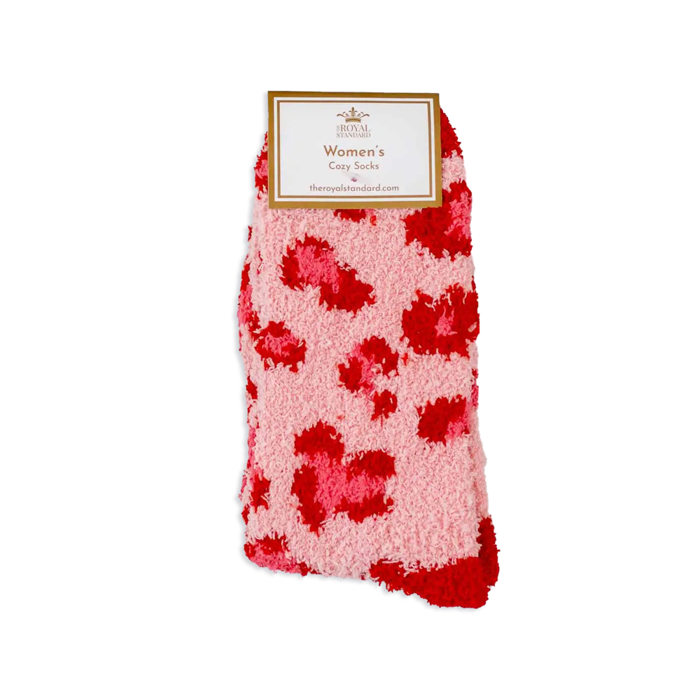 Pink Leopard Fuzzy Socks