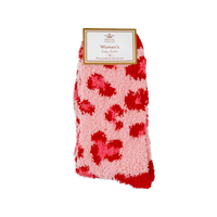 Pink Leopard Fuzzy Socks
