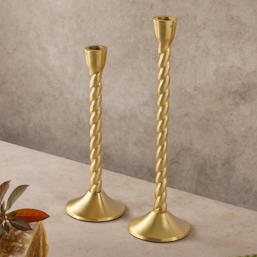 Twisted Gold Candle Holders