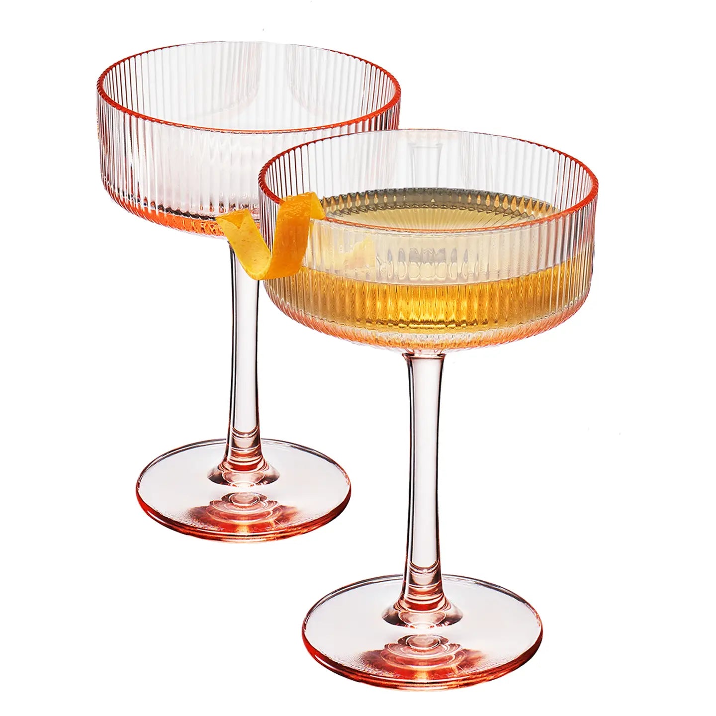 Shatterproof Ribbed Vintage Champagne Coupe, 2-Set