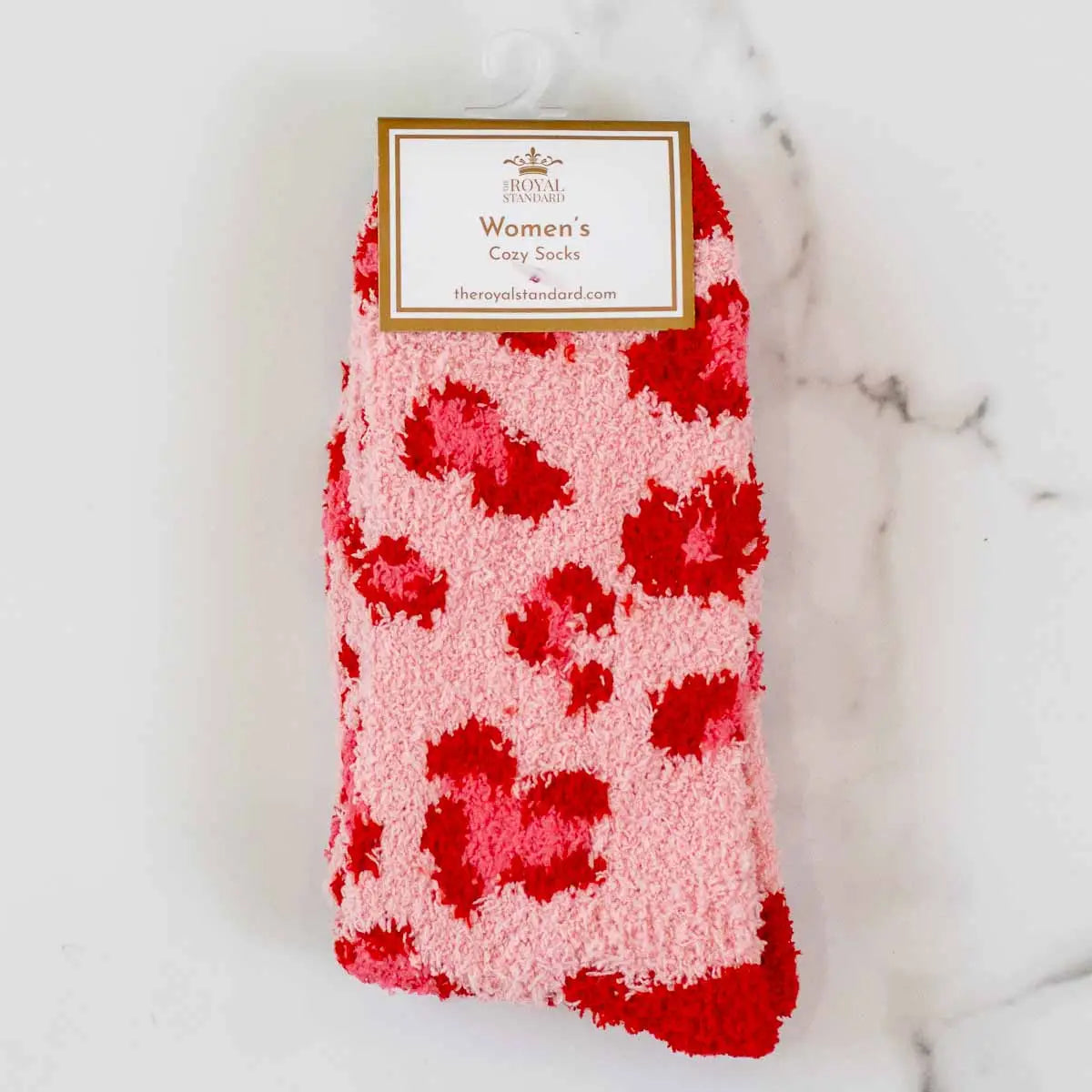 Pink Leopard Fuzzy Socks
