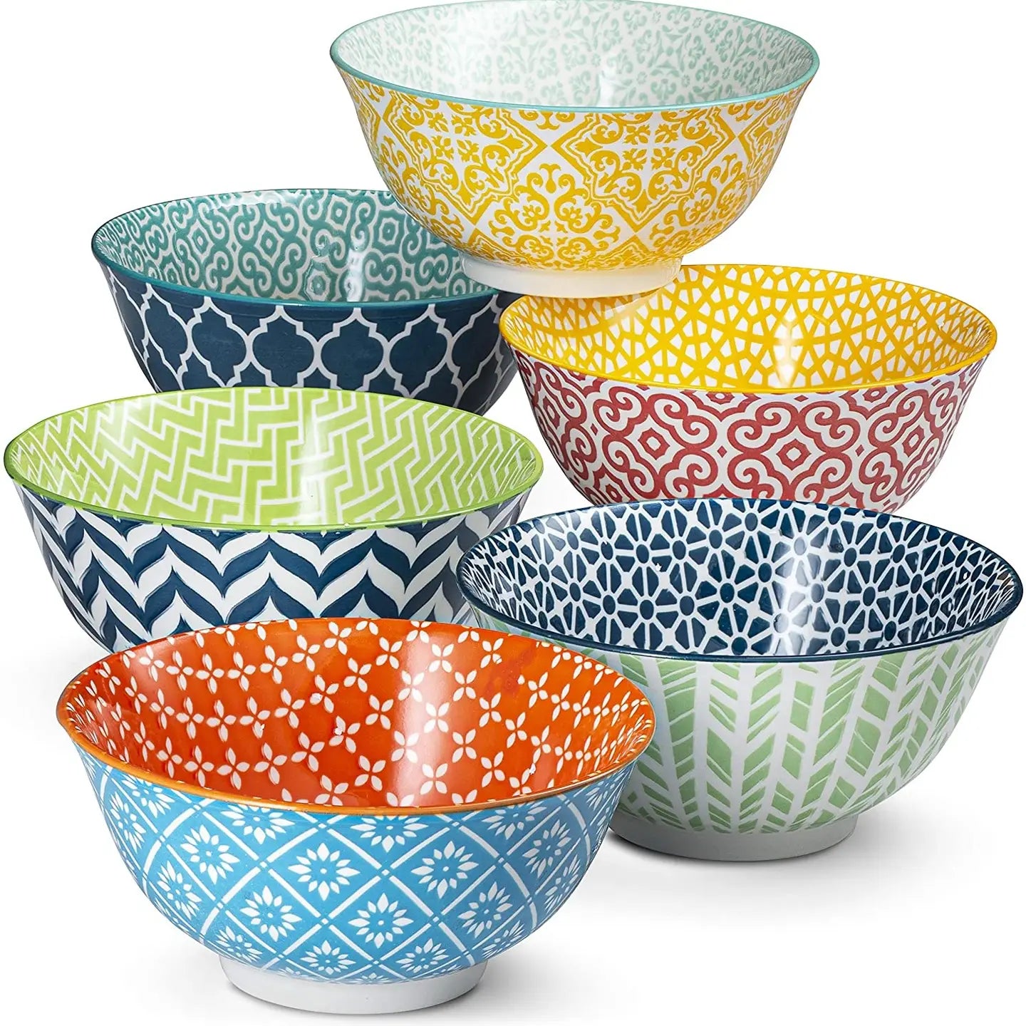 Set of 6 Geometric Cereal Bowls