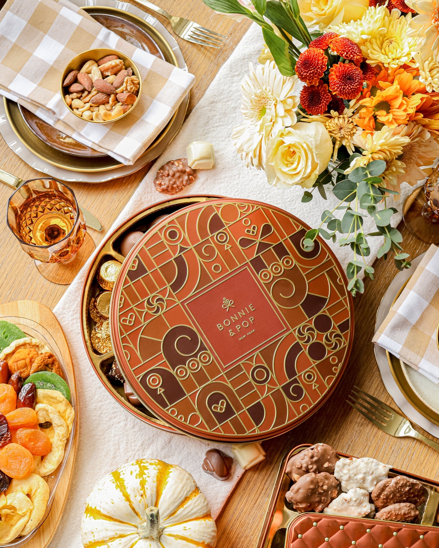 Festive Gift Tin Filled with Truffles, Pretzels & Gourmet Chocolates