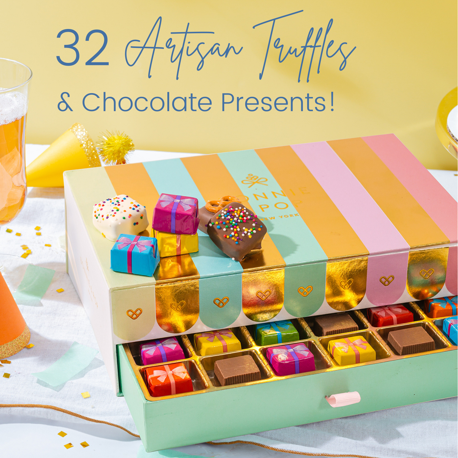Birthday Chocolate Gift Basket – Gourmet Chocolate Birthday Gift Box with Assorted Truffles, Caramels & Pretzels