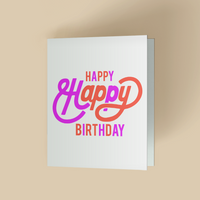 Happy Happy Birthday Card (Purple)