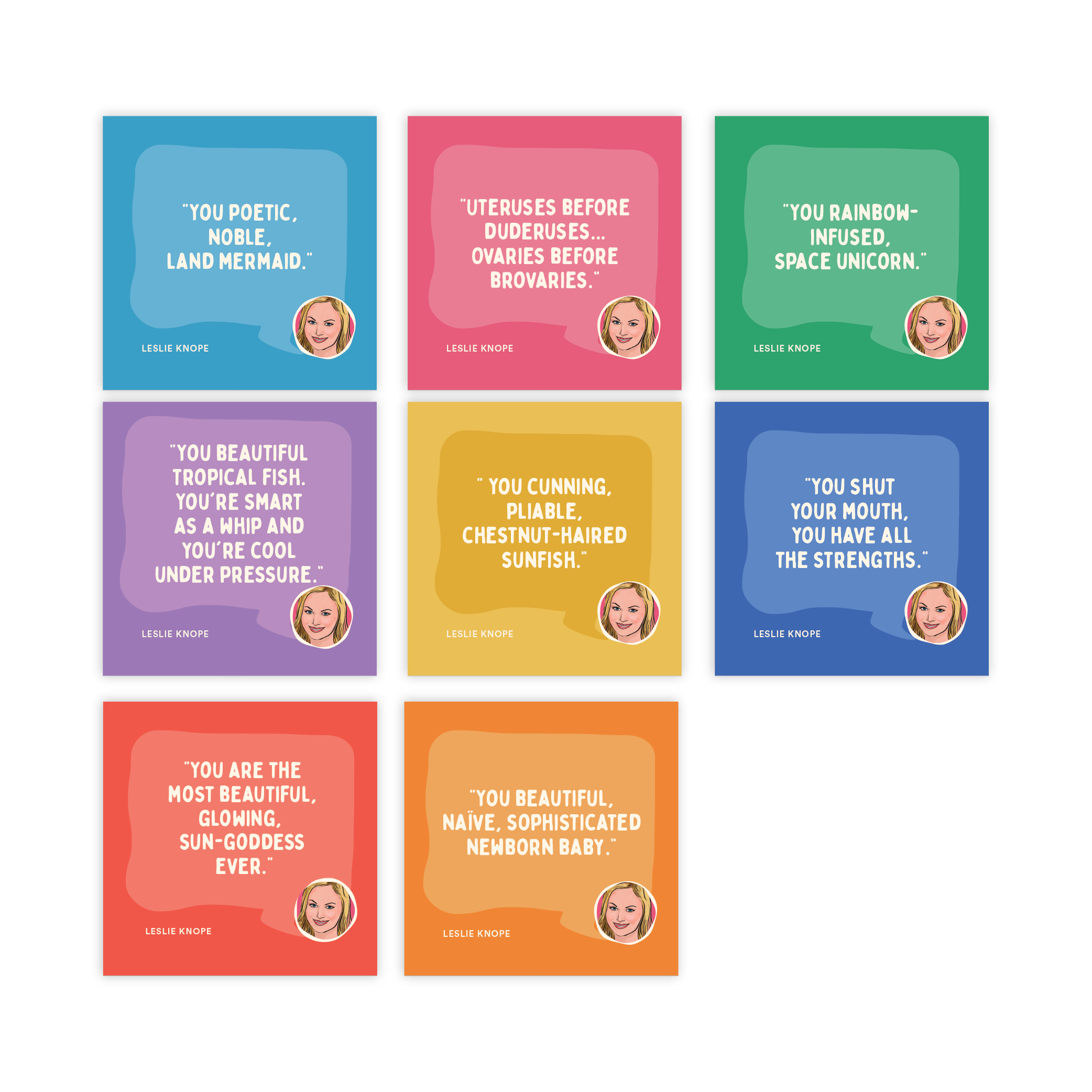 You Beautiful Tropical Fish: Leslie Knope Affirmation Cards