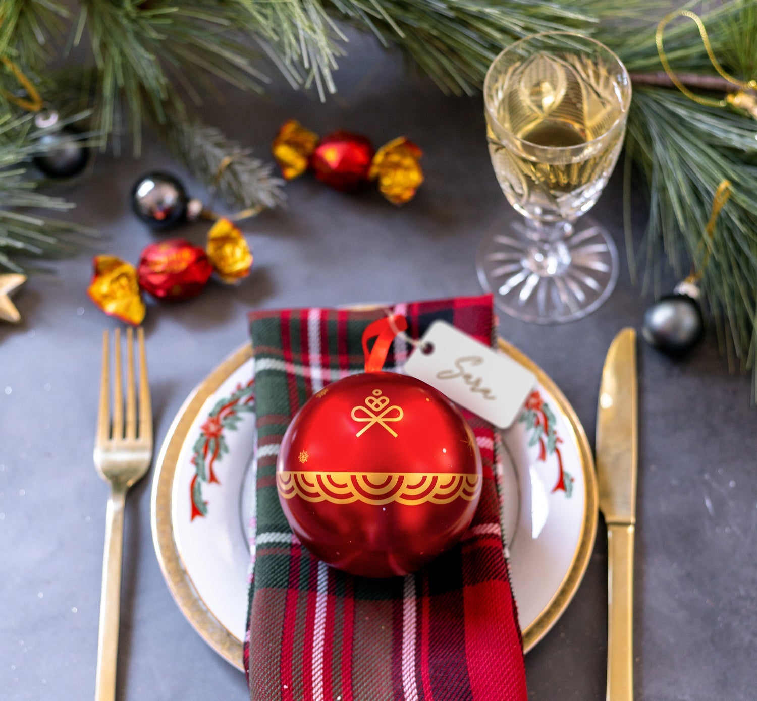 Festive Ornament Tins Filled with Gourmet Chocolate Bon Bons- Set of 3