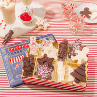 Peppermint Bark Gift Tin with Holiday-Shaped Chocolates