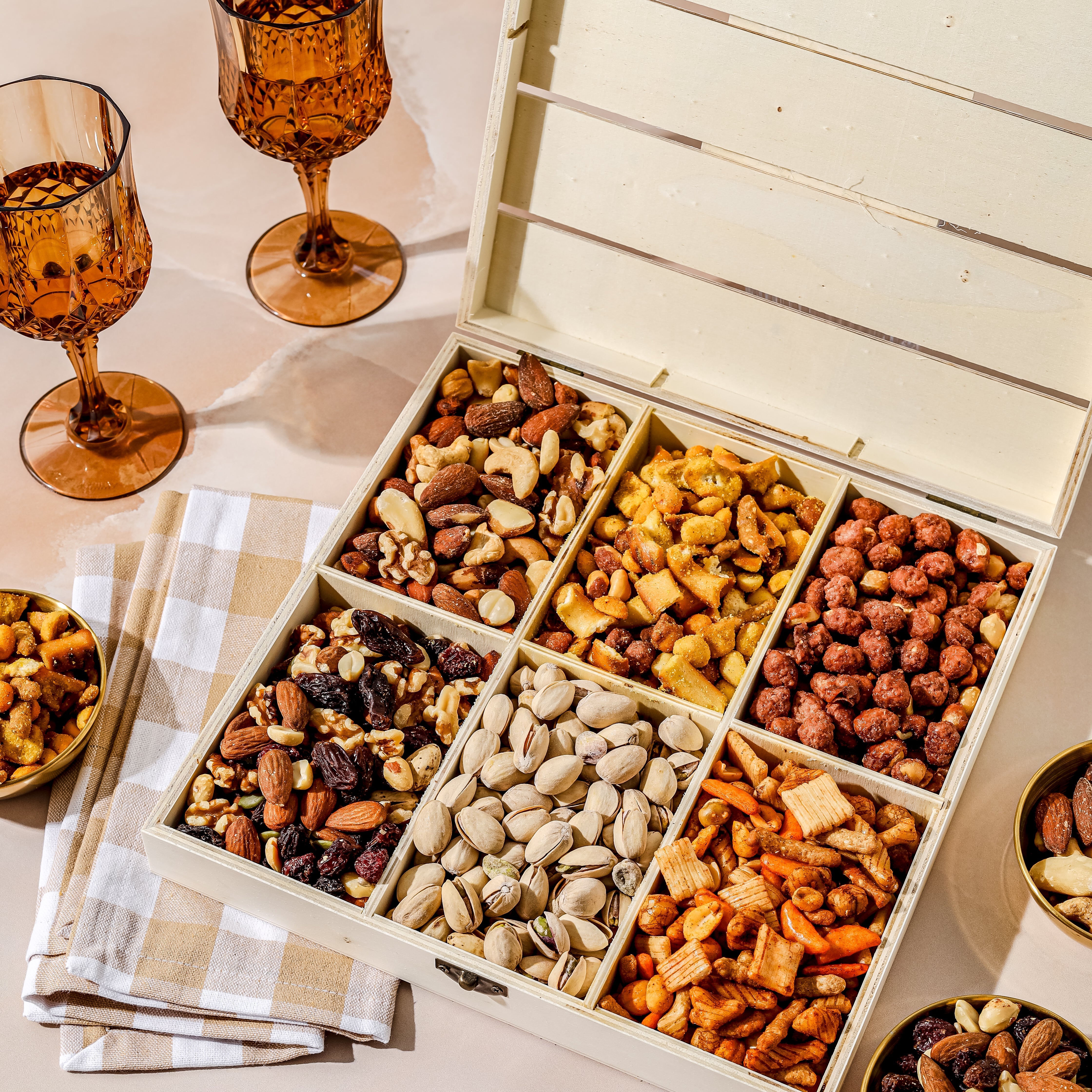 Nut Gift Basket – Gourmet Nut Sampler in Reusable Wooden Crate