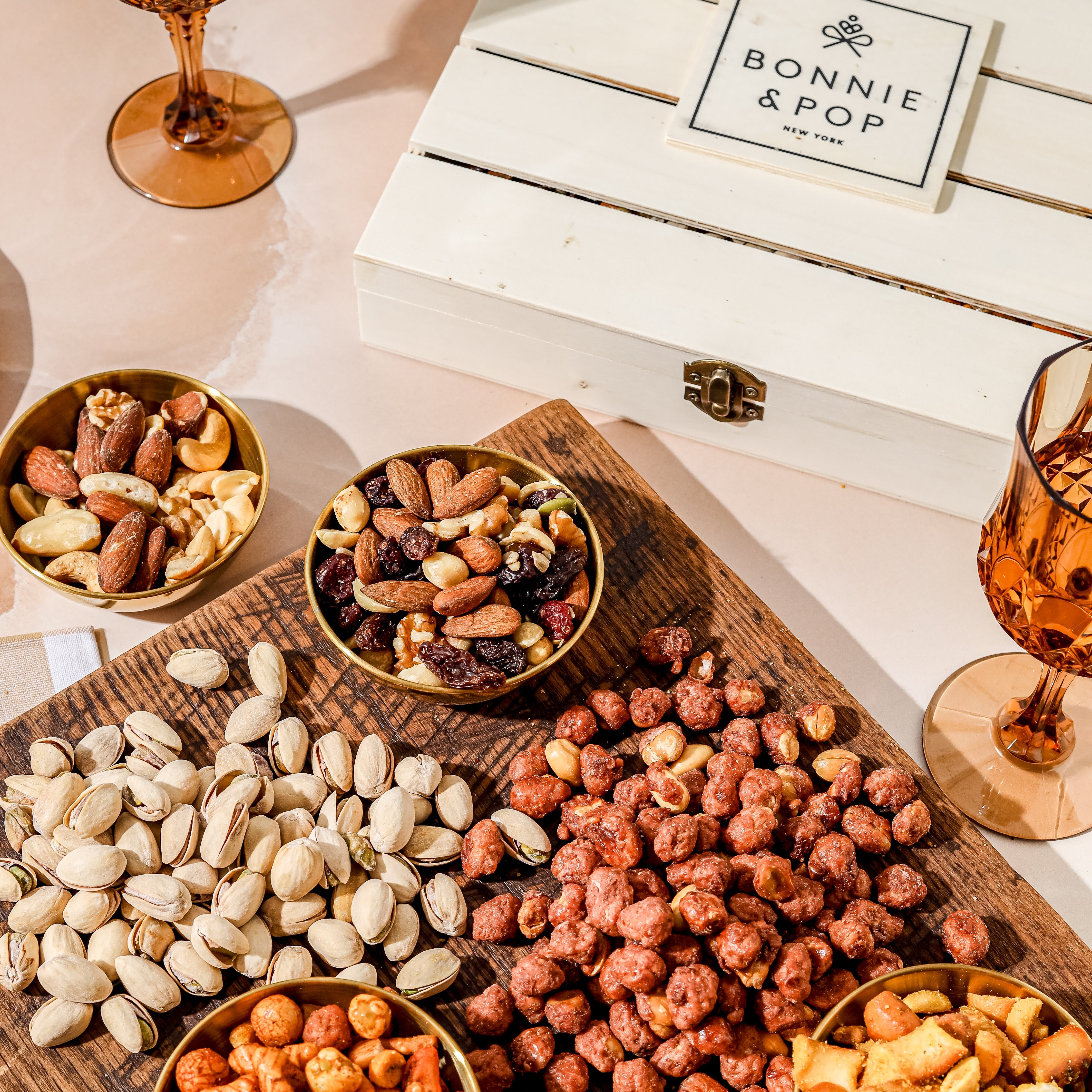 Nut Gift Basket – Gourmet Nut Sampler in Reusable Wooden Crate