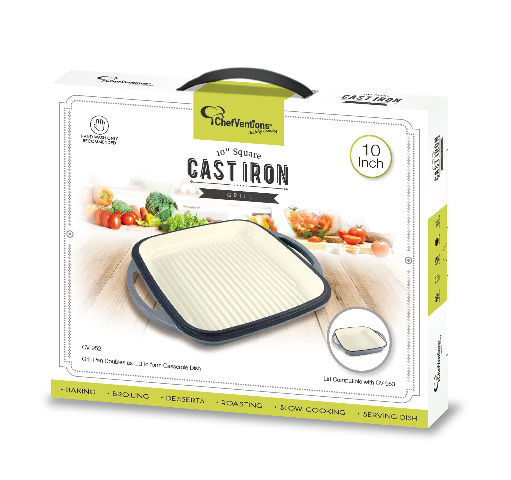 10" Square Cast Iron Grill Happy Box