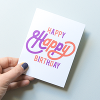 Happy Happy Birthday Card (Purple)